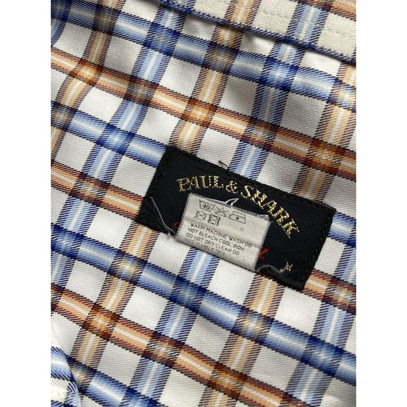 Paul & Shark Yachting Shirt Long Sleeve Button Up Plaid Sz Medium Made In Italy - Picture 9 of 11